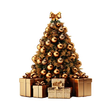 Ai Generated Christmas Tree With Gift Png Isolated On Transparent