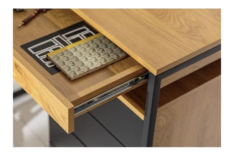 Bureau d'angle design industriel coloris chêne