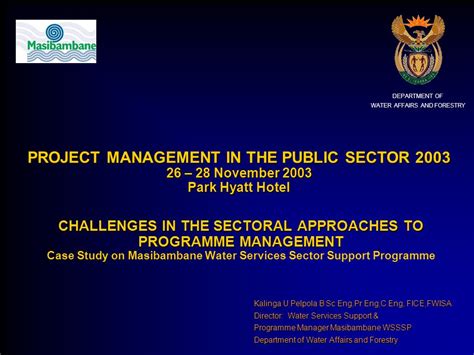 Department Of Water Affairs And Forestry Challenges In The Sectoral