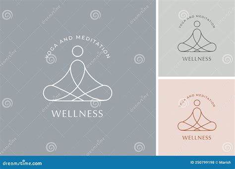 Collection Of Yoga Zen And Meditation Logos Linear Icons And Elements