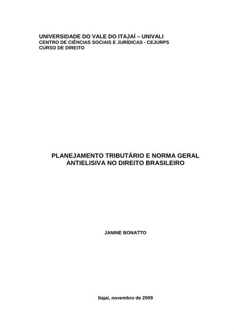 Pdf Planejamento Tribut Rio E Norma Geral Univalisiaibib