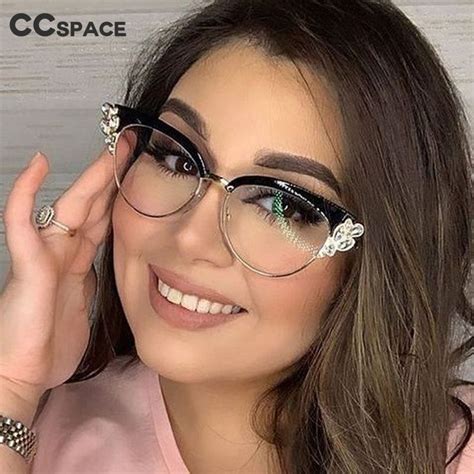 Ccspace Womens Full Rim Rhinestone Cat Eye Alloy Frame Eyeglasses 45120 Fashion Eye Glasses