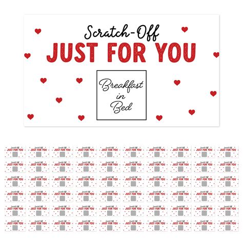 Koyal Wholesale 60 Pre Printed Diy Scratch Off Vouchers Couples Date Cards Hearts Valentines