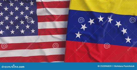 Flags Of Usa And Venezuela Linen Flag Close Up Flag Made Of Canvas United States Of America