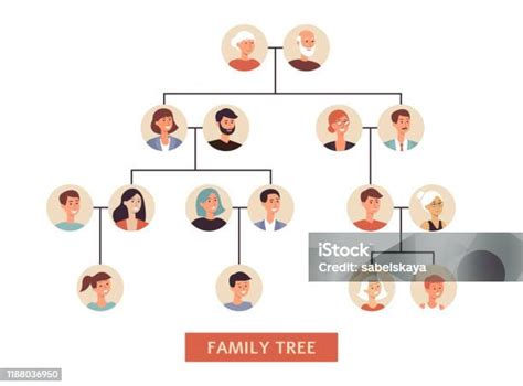 sejarah keluarga pohon simbol generasi datar vektor ilustrasi