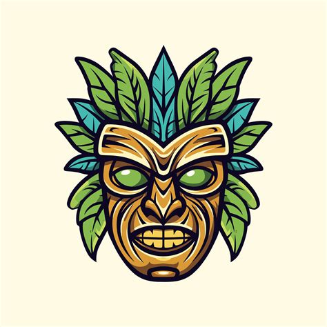 Embrace The Spirit Of The Islands With A Wooden Tiki Mask Tribal Logo