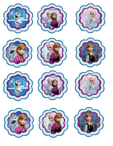 Disney Pixar Frozen Elsa Anna Olaf Edible Cupcake Topper Images