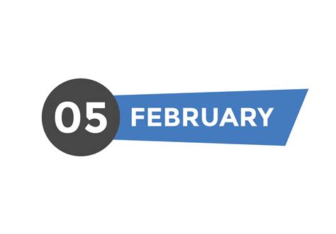 february 5 calendar reminder. 5th february daily calendar icon template ...