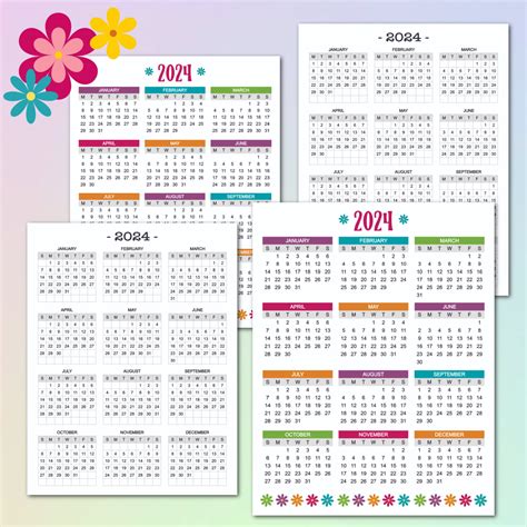 Free Printable 2024 Year At A Glance Calendar Krafty Planner