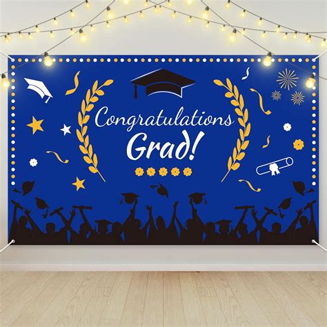 Graduation Backdrop 2023 Blue Graduation Banner For Class