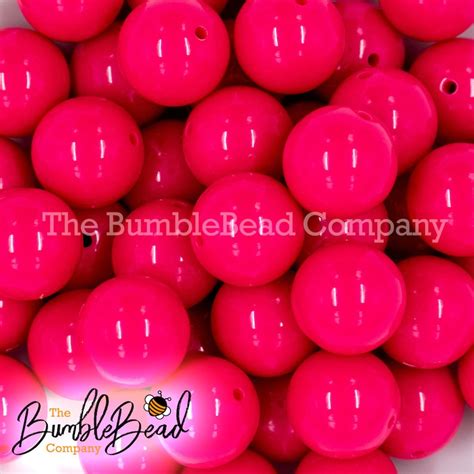 20MM Hot Pink Solid Chunky Bubblegum Beads Acrylic Gumball Etsy