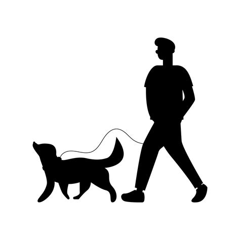 Month of dog walking. Silhouette of a man walking with a dog 14845392 ...