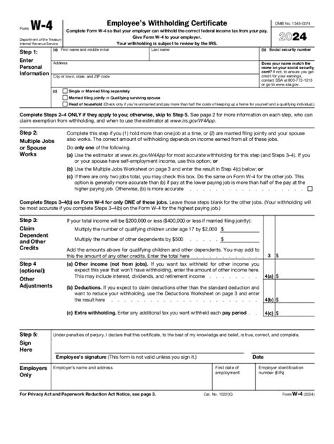 W4 Form 2024 Fill Out Sign Online DocHub