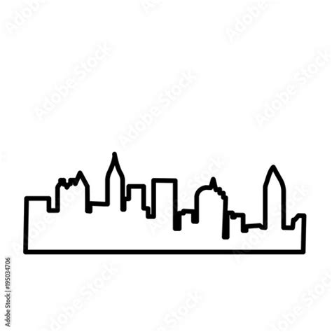 atlanta skyline silhouette outline on white background Stock Vector ...