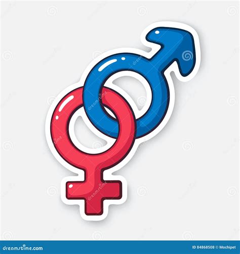 Cartoon Sticker With Heterosexual Gender Symbol Stock Vector