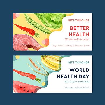 Watercolor Voucher Template With World Health Day Theme For Promoting