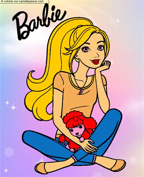 Dessin Colori Coloriage Barbie Et Son Chien Par Un Invit Sans