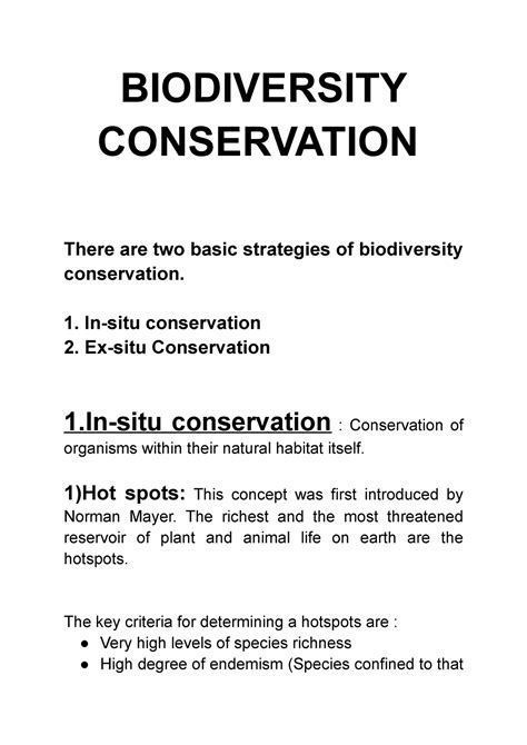 Biodiversity Conservation Biodiversity Conservation There Are Two Basic Strategies Of