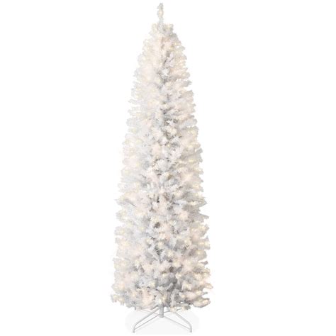 Best Choice Products Ft Pre Lit White Pencil Christmas Tree W