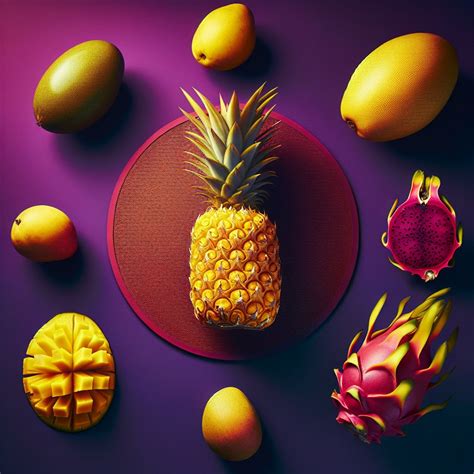 Tropical Feast Golden Pineapple Luscious Mango And Beautiful Dragon