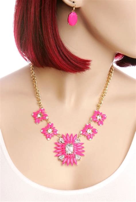 P S I Love You More Boutique Pink Sparkles Necklace Earring Set