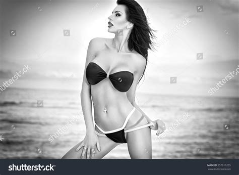 Sexy Bikini Girl Posing Beach Stock Photo Shutterstock
