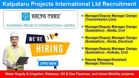 Kalpataru Projects International Ltd Recruitment Hiring For Buildings