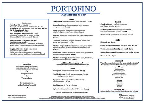 Menus Portofino