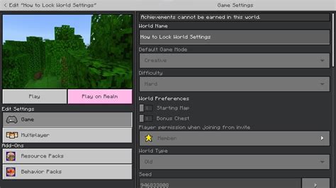 2021 How To Lock World Settings Minecraft Bedrock Windows 10 Youtube