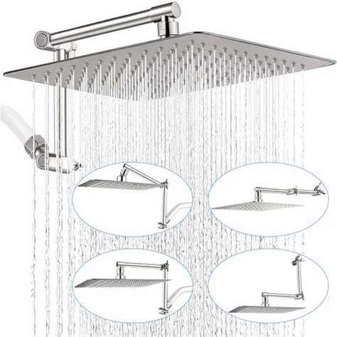 G Promise All Metal Inch Rain Shower Head With Adjustable