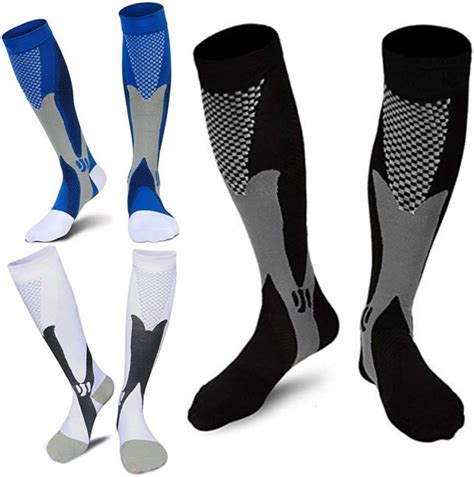 3 pares de calcetines de compresión para hombre Azul negro blanco XX