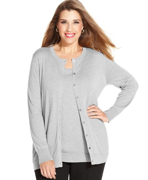 August Silk Plus Size Long Sleeve Silk Blend Cardigan