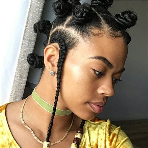 Melanin Hairstyles 💇🏽‍♀️ On Instagram Bantu Knots And Side Beads 💞