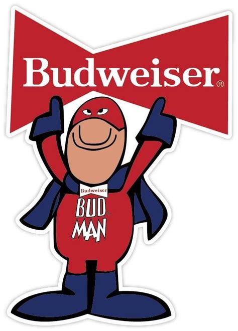 Bud Man Budman Budweiser Sizes Beer Vinyl Sticker Decal Retro Vintage