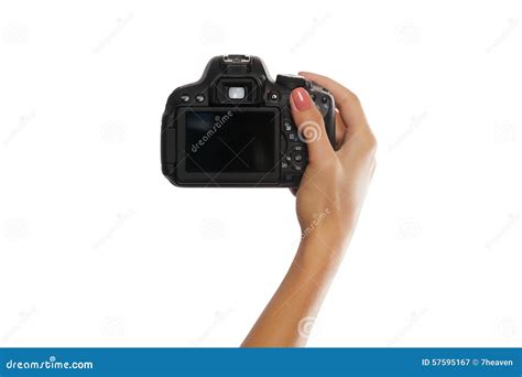 Female Hand With Digital Camera Isolated On White Stock Image Image