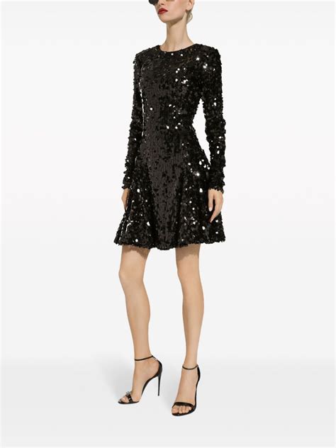 Dolce And Gabbana Sequin Embellished Long Sleeve Minidress Black Farfetch