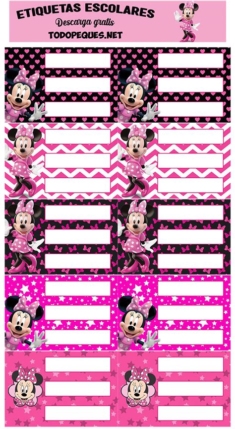 Etiquetas Escolares De Minnie Mouse Editables Gratis Para Imprimir My