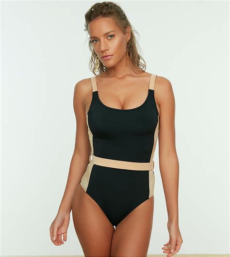 Buy Trendyol Color Block Swimsuit In Black Thstreet Bahrain