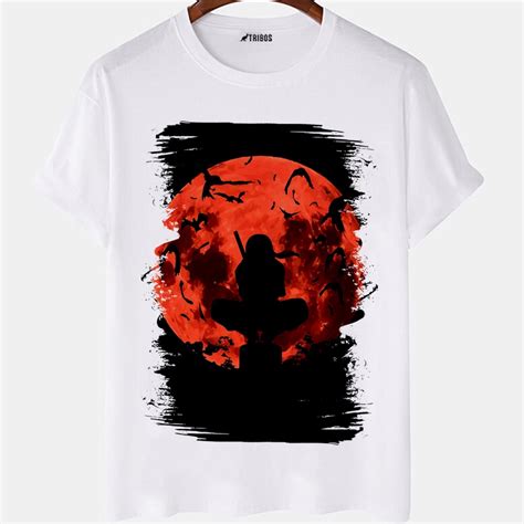 Camiseta Masculina Itachi Uchiha Poste Lua Anime Otaku Camisa Blusa