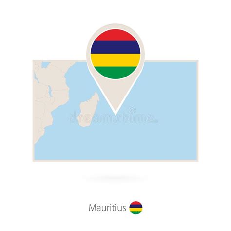 Mapa Rectangular De Mauricio Con El Icono Del Perno De Mauricio