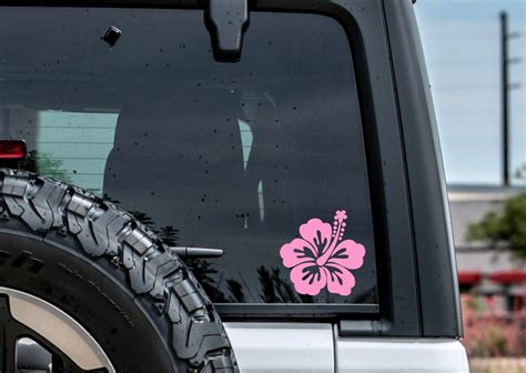 Hibiscus Decal, Floral Decal for Car, Tropical Flower Decal, Car Sticker Vinyl, Laptop Sticker ...