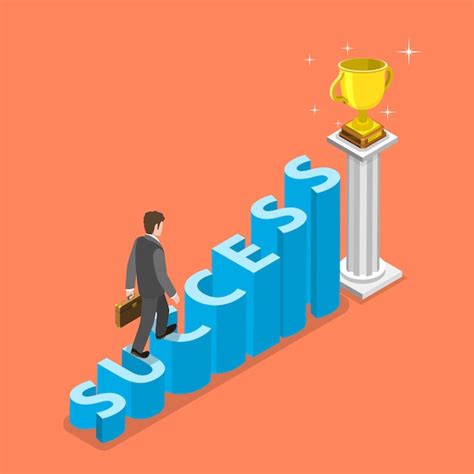 Premium Vector Stairs To Success Isometric Vector Concept