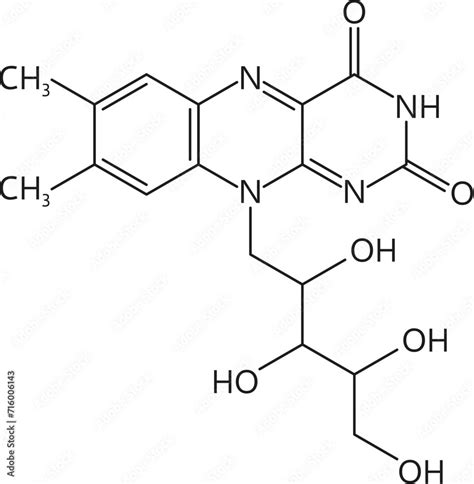 Vitamin B2 Riboflavin Molecular Formula Vector Structure C17h20n4o6