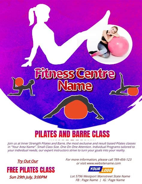 Pilates And Barre Class Flyer Template Postermywall