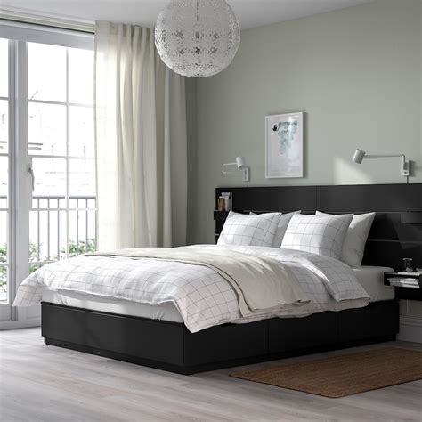 Nordli Bed With Headboard And Storage Anthracite King Ikea