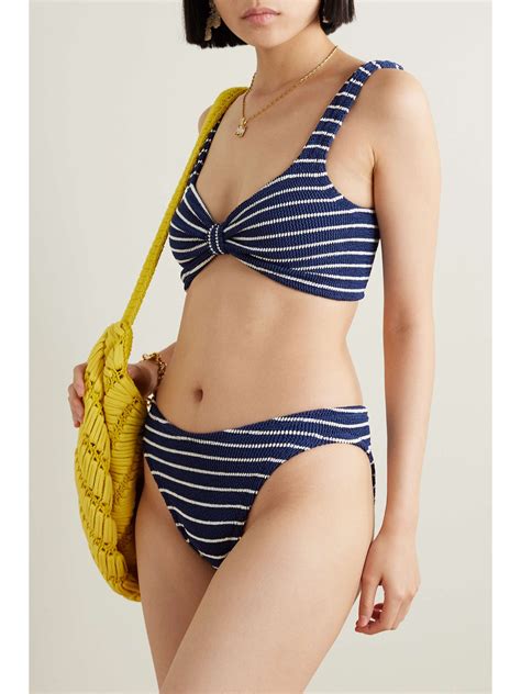 HUNZA G Bonnie Striped Seersucker Bikini NET A PORTER