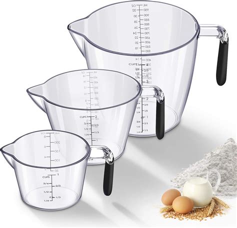 Sawake Measuring Jug 3 Piece Plastic Measuring Jugs Set 1 Litre500ml