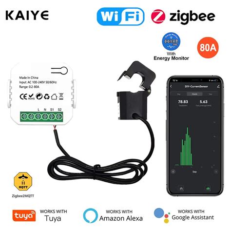 Tuya Smart Life WiFi ZigBee Energy Meter 80A With Current Transformer