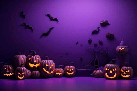 Premium AI Image | Purple color halloween greetings background