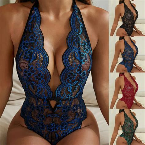 DONNA LINGERIE SEXY Pizzo Babydoll Body Set Indumenti Da Notte Intimo